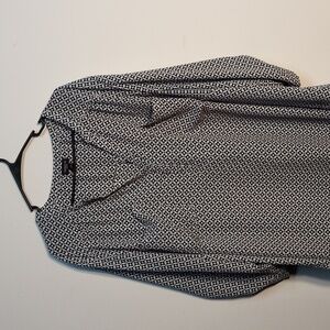 Torrid Harper White and Black Georgette 3/4 Sleeve Blouse, Size 5